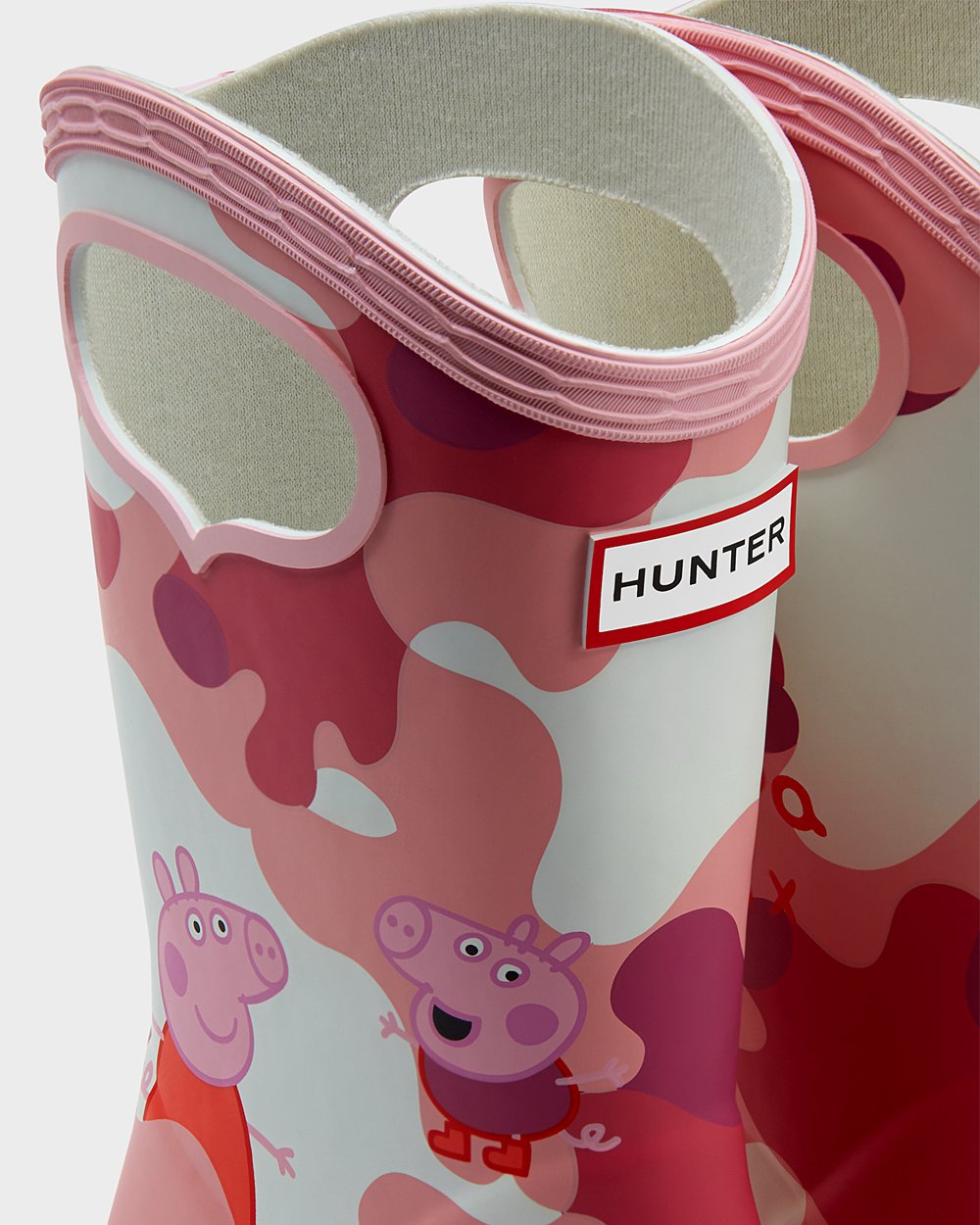 Hunter Original First Peppa Pig Grab Handle Rain Boots - Outlet Store Kids Pink - FLPJZG254